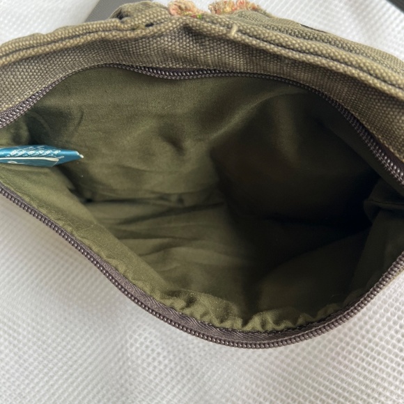 Disney Waist Bag Cotton Canvas Green Patchwork Mickey Back Zipper Travel RUZ - Picture 5 of 7